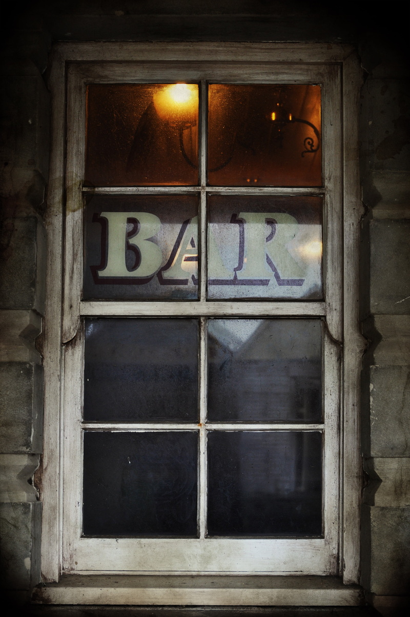 day, reflection, transparent, no people, western script, abandoned, window frame, building, building exterior, bar, tavern, photo, victorian, text, brown