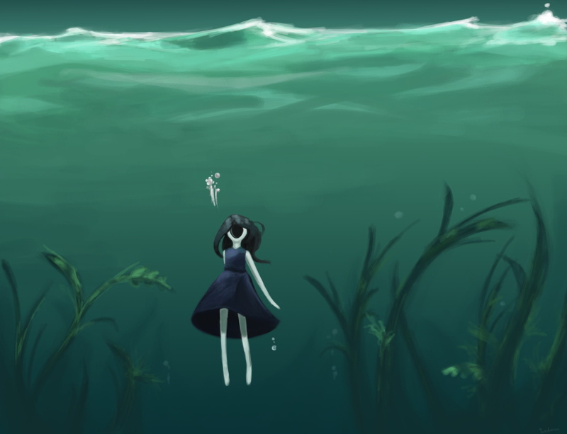 underwater, witch, yume, blue, 2K, white, skin, dress, nikki, unnaturally, pwentoran, nopperabou