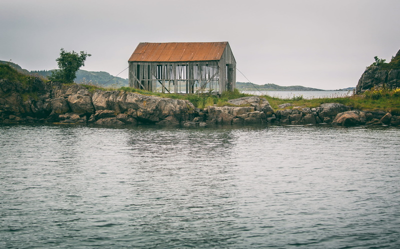 derelict, building, ocean, nature, tree, land, landscape, building exterior, day, gray, water, house, travel destinations, cabin, wooden, sea, hut, sky