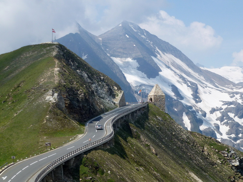 glacier, bridge - man made structure, car, sky, scenics - nature, mountains, austria, architecture, beauty in nature, 4K, built structure, road, bergstrasse