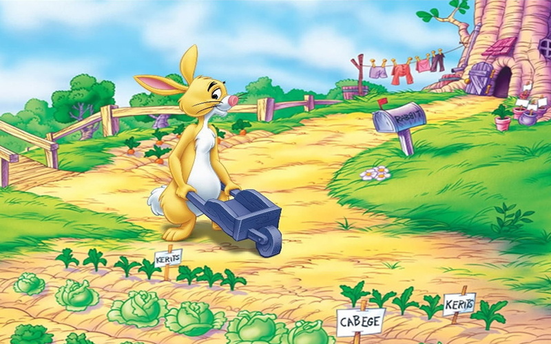 cabbage, pooh, 1080P, rabbit, carrots, winnie, garden, desktop, hd, turnips