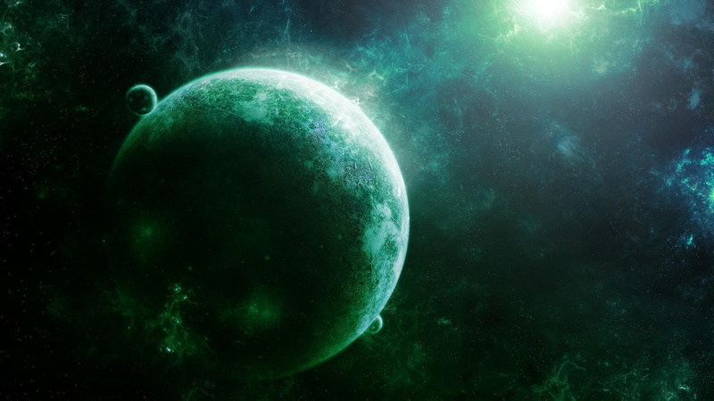 planet, universe, 1080P, 1920x1080, space, star, smoking, green, illustration