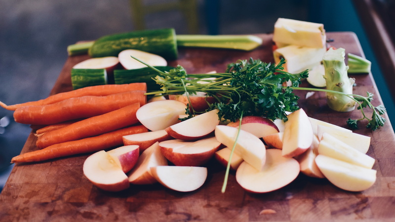 no People, lunch, vegetable, wellbeing, chopped, sausage, green Color, dieting, gourmet, salad, still life, carrots, apple, pork, indoors, meat, food And Drink