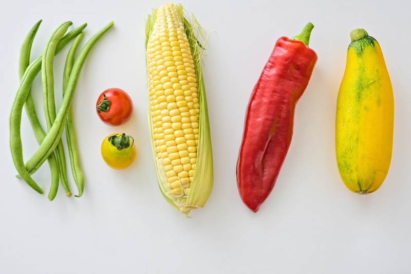 fruit, choice, organic foods, agriculture, sweetcorn, red, organic, ingredients, tomatoes, corn, wellbeing, yellow, ripe, 5K, fresh, beans, indoors, variation