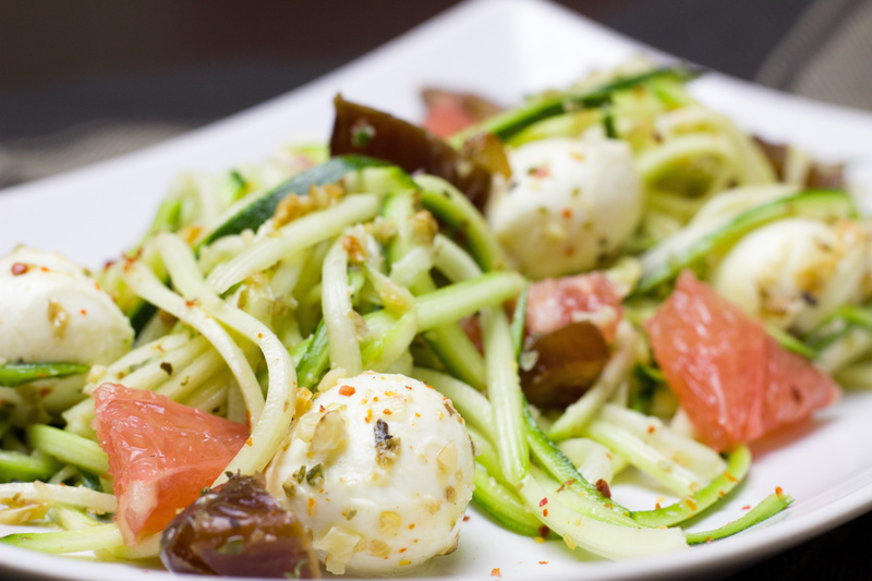 seafood, garnish, grapefruit, salad, meal, diet, freshness, crockery, food and drink, mozzarella, plate, photography, fruit, indoors, savory sauce, no people