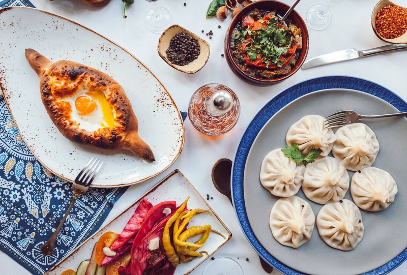 vegetables, khinkali, khachapuri, Georgian cuisine, 1080P