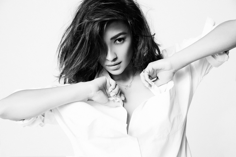 beautiful woman, wind, monochrome, young adult, beauty, glamour, human body part, fashion, human hair, portrait, hair, Shay Mitchell, adult, 1080P, women