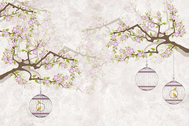 CELL, 1080P, BUTTERFLY, TREE, PAINTING, FIGURE, BIRDS