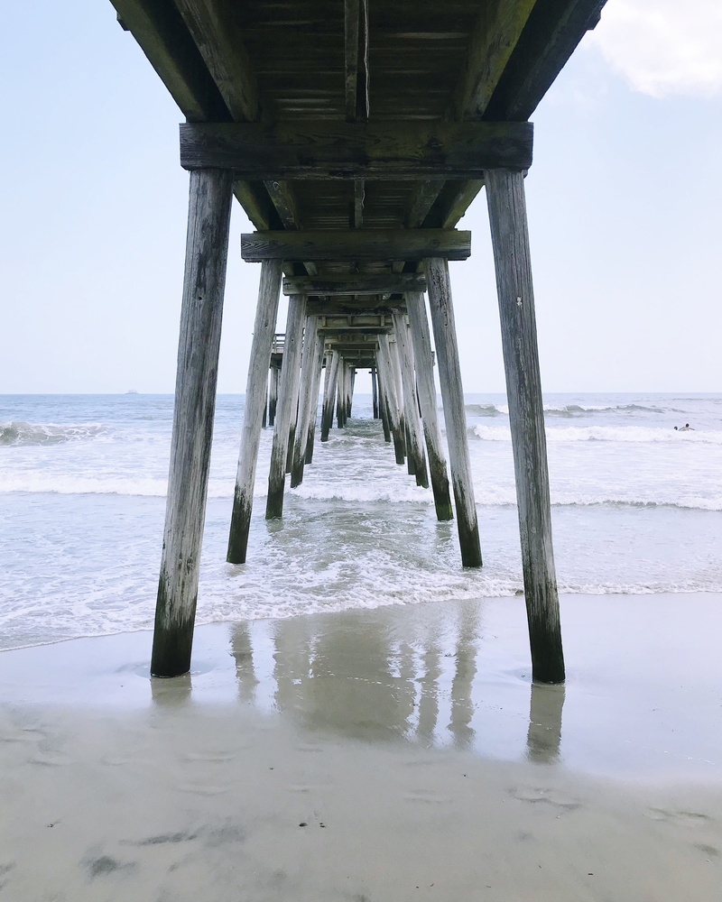 outdoors, underneath, beach, land, pier, margate, jersey shore, sea, no people, day, nature, 2K, margate beach, horizon, sky, beauty in nature, built structure