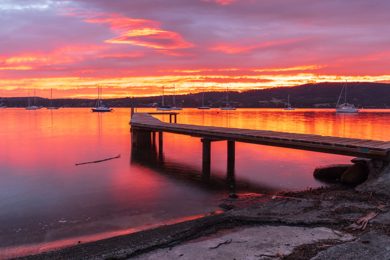 tranquility, cloud - sky, outdoors, tasmania, water, seascape, sunset, sunrise, dramatic sky, romantic sky, reflection, tranquil scene, sea, travel destinations
