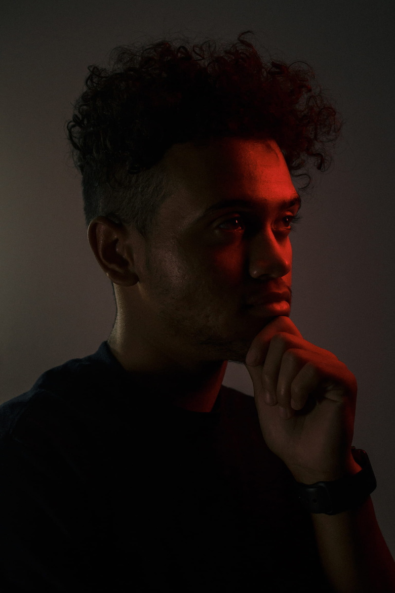 united states, portrait, young adult, muted, drama, real people, moody, close-up, beard, casual clothing, looking, headshot, dark, looking away, margate
