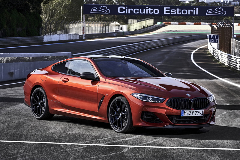 the exit to the road, 4K, M850i xDrive, Coupe, Eight, 8-Series, G15, dark orange, 2018, BMW