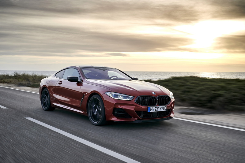 2018, G15, dark orange, vegetation, Coupe, coast, 4K, BMW, M850i xDrive, Eight, 8-Series