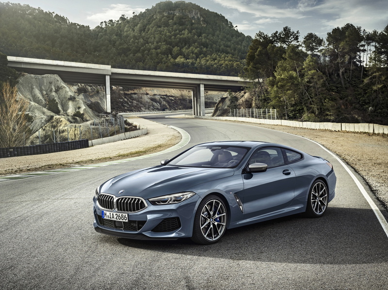 Coupe, Eight, 8-Series, 2018, pale blue, BMW, gray-blue, road, M850i xDrive, G15, 4K