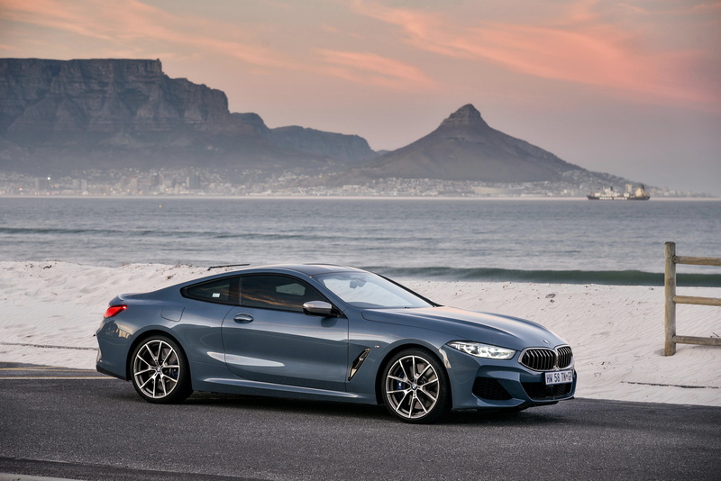 coupe, pale blue, 8-Series, 2019, BMW, Eight, 4K, wave, M850i xDrive, rocks, 2018, G15