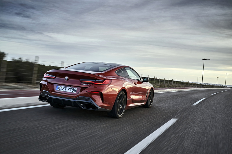 Coupe, M850i xDrive, G15, 2018, BMW, Eight, roadside, speed, 8-Series, 4K, dark orange
