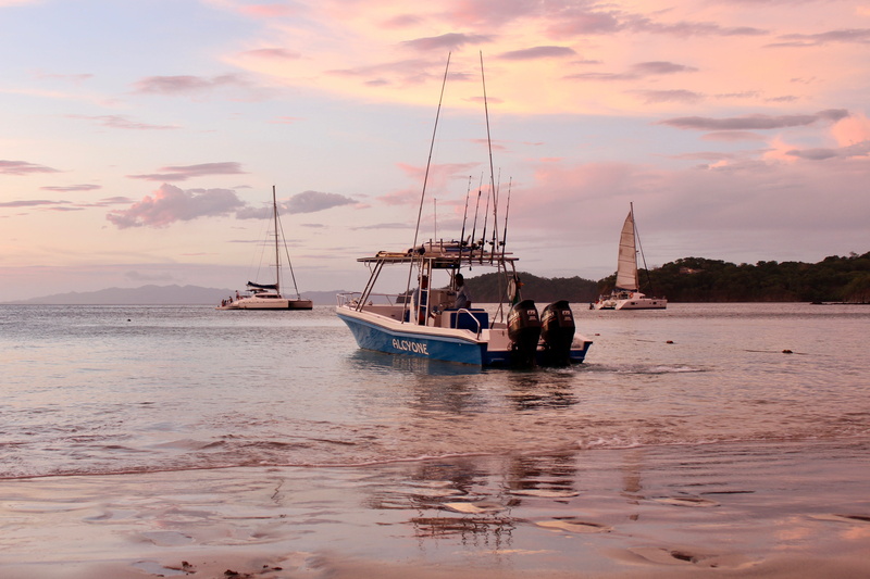 sunset, scenics - nature, papagayo peninsula, mode of transportation, pole, nautical vessel, sailing, clouds, waterfront, beauty in nature, yacht, anchored