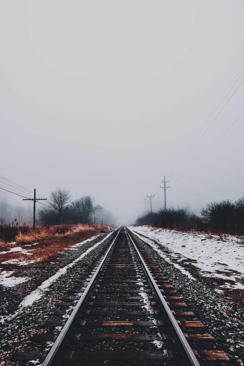 blue, surface level, nature, direction, tranquil scene, track, transportation, covering, street, traffic, road, rail transportation, tranquility, diminishing Perspective