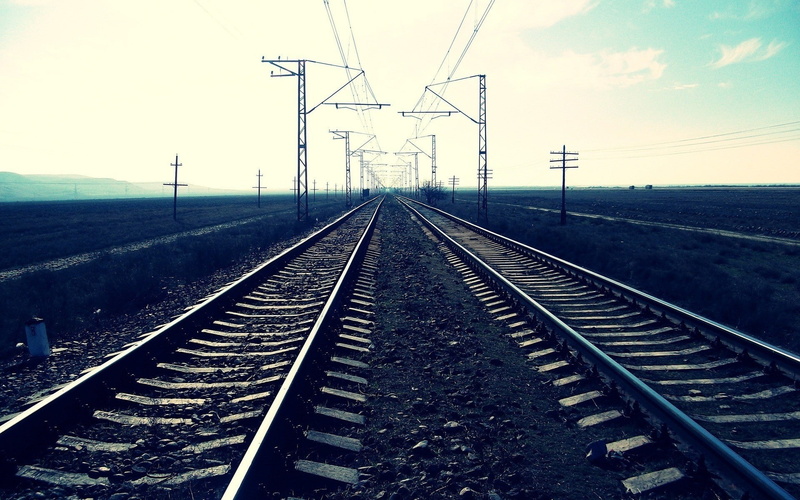 parallel, no people, landscape, electricity pylon, 1080P, railroad track, cable, sky, fuel and power generation, track, nature, vanishing point, Railway