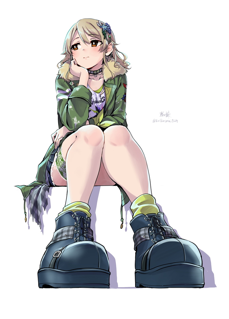 2K, shoes, anime, anime girls, sitting