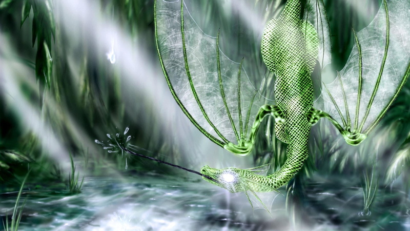 nature, wings, outdoors, green color, fantasy art, fragility, bright, close-up, no people, growth, freshness, plant, green dragon, plant part, beauty in nature