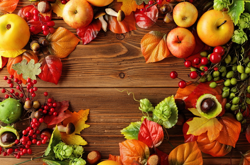 autumn, leaves, 5K, apples, berries, harvest, fruit, still life