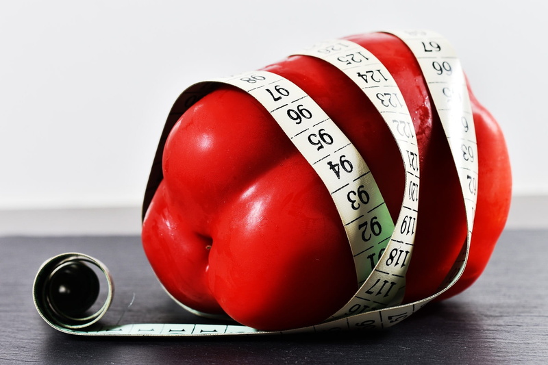 pepper, instrument of measurement, measure, scale, color, crop, tape measure, dieting, indoors, no people, healthy, diet, 1080P, kitchen, health, food
