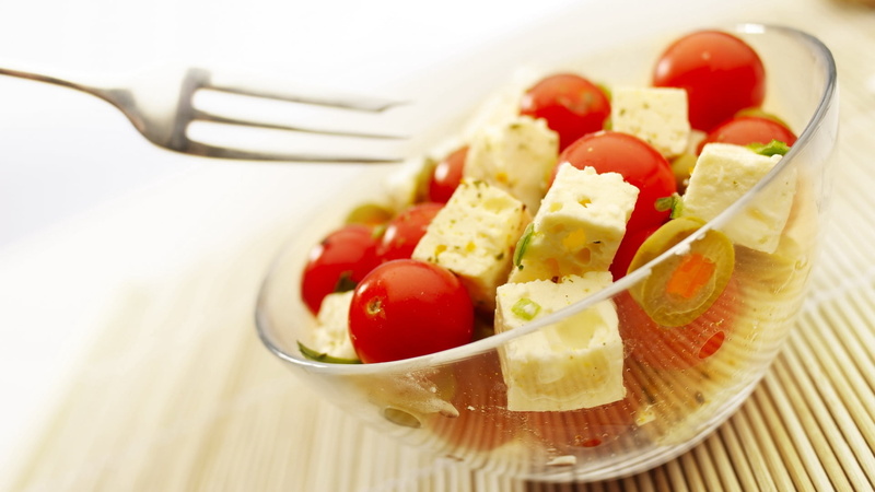 white, no People, wellbeing, eating, lunch, fork, bowl, freshness, dieting, kitchen utensil, basil, crockery, tomatoes, close-up, ready-to-eat, fruit salad