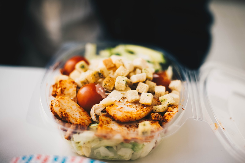 tasty, freshness, close-up, fork, croutons, vegetarian food, wellbeing, bowl, healthy eating, focus on foreground, snack, 4K, tomato, lunch, household equipment