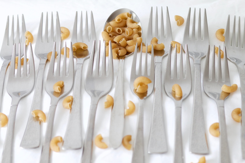white background, pasta, cutlery, snack, still life, kitchen utensil, studio shot, medicine, freshness, hörnli, fork, dose, large group of objects, healthcare and medicine