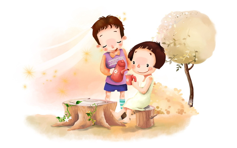 men, small, computer Graphic, tree, positive, trees, leaves, cute, human representation, people, girl, family, vector, food, studio shot, wind, indoors