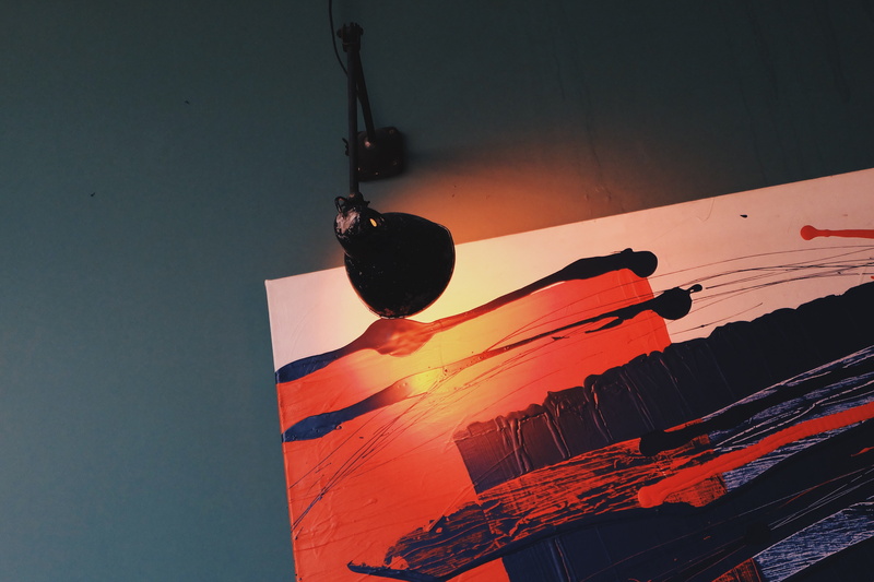 lamp, tilt, low angle view, nature, creative, color, hanging, no people, illuminated, transportation, indoors, technology, sunlight, decoration, sunset