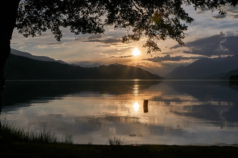 austria, sunset, millstatt, reflection lake, tranquil scene, beauty in nature, sky, vacations, reflection, no people, idyllic, carinthia, atmosphere, water