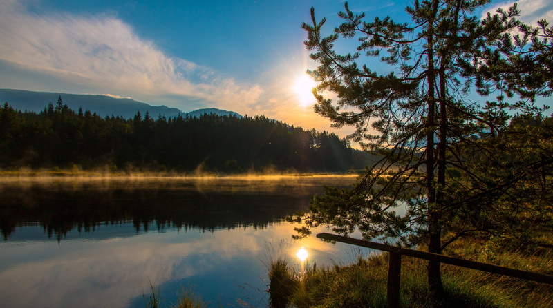 lake, mountain, tranquility, reflection, idyllic, sky, cloud - sky, Austria, sunset, sun, carinthia, outdoors, no people, plant, leaf, tranquil scene, tree