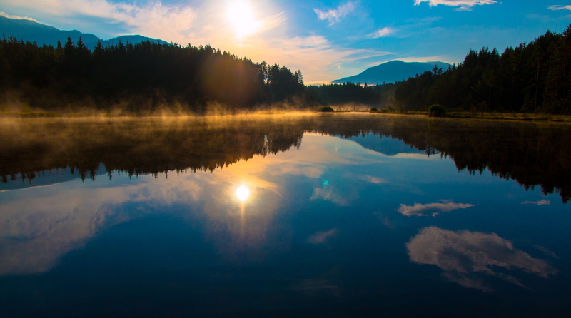 tranquil scene, Sunrise, Landscape, beauty in nature, outdoors, silhouette, sun, trees, scenics - nature, Austria, water, tranquility, cloud - sky, lake