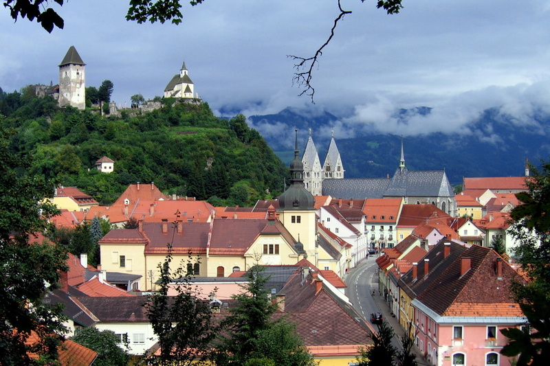 outdoors, city, building, town, belief, spire, plant, 1080P, residential district, carinthia, places of interest, built structure, fortress, building exterior