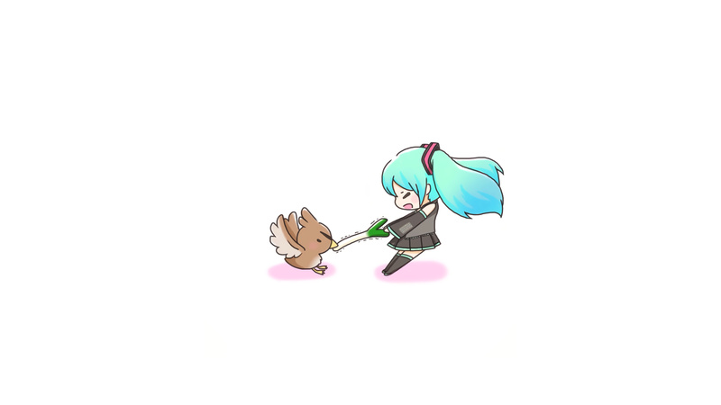 Farfetchd, Leek, Vocaloid, 4K, simple background, crossover, Hatsune Miku