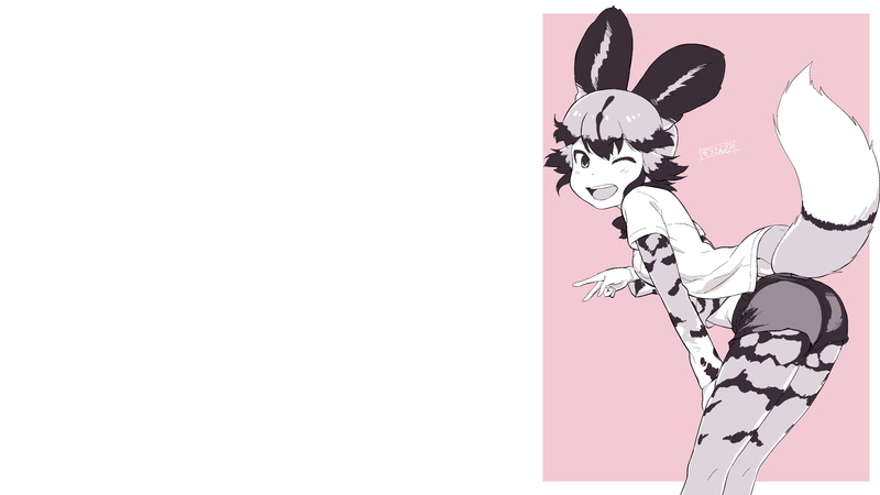 white background, simple background, Kemono Friends, animal ears, African Wild Dog (Kemono Friends), dog girls, anime, anime girls, 4K