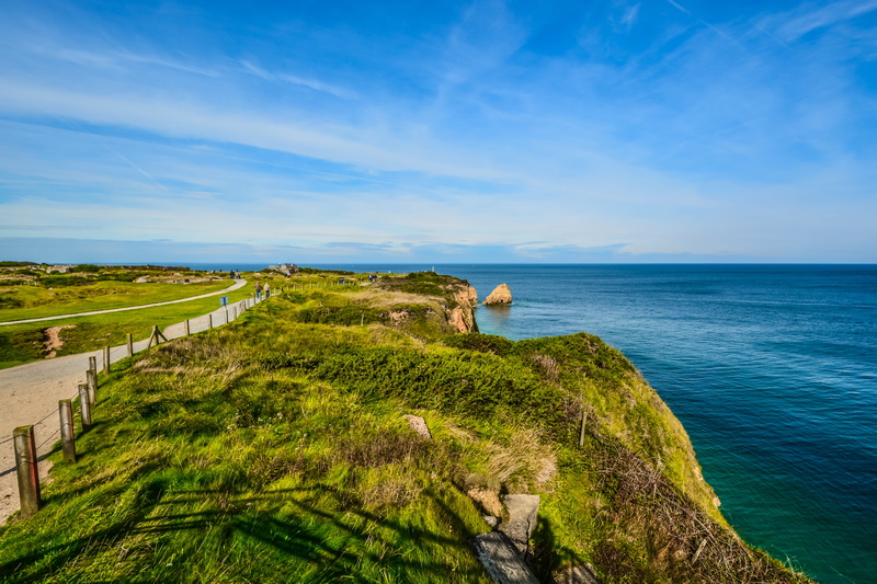 europe, english channel, pointe du hoc, water, scenic, scenics - nature, sea, scenery, nature, coastline, seashore, beach, grass, beauty in nature, france