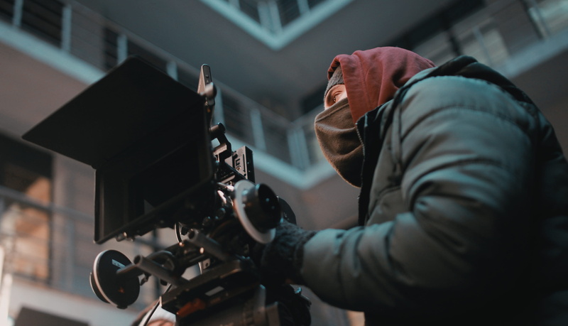 hand, wearing, shooting time, angle, industry, clothing, gray, occupation, low, 4K, adult, using, building, focus, hood - clothing, person, technology