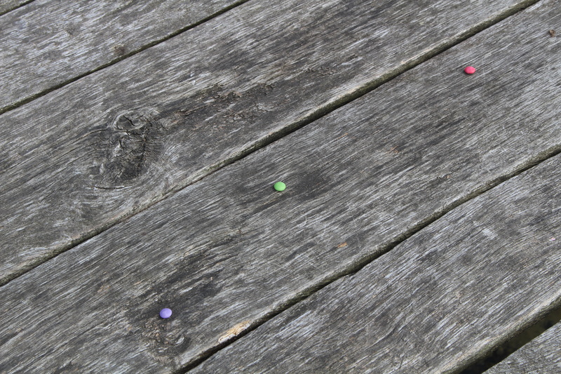 colorful dots, nature, jetty, weathered, table, footpath, natural pattern, wooden bridge, close, cracked, idyllic, wood grain, backgrounds, no people, plank