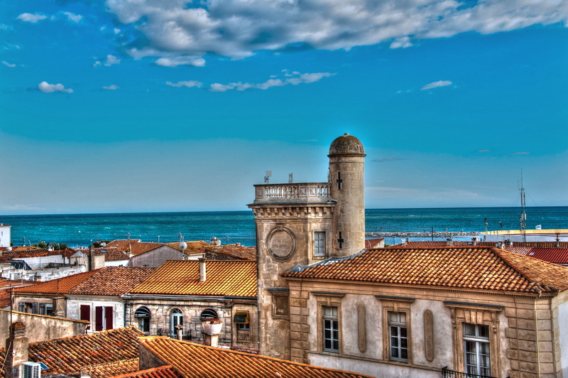sky, blue, no people, travel, ste marie, nature, architecture, roof tile, built structure, the past, city, building exterior, horizon, travel destinations