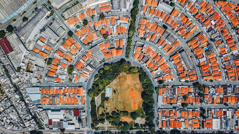 scenery, brazil, panoramic, office building, tree, high angle view, no people, plant, daytime, architecture, road, city, town, condo, urban, arch, day