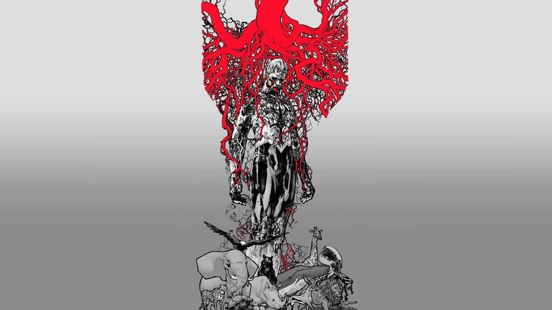 1080P, artwork, veins, minimalism, tattoo, animals, men