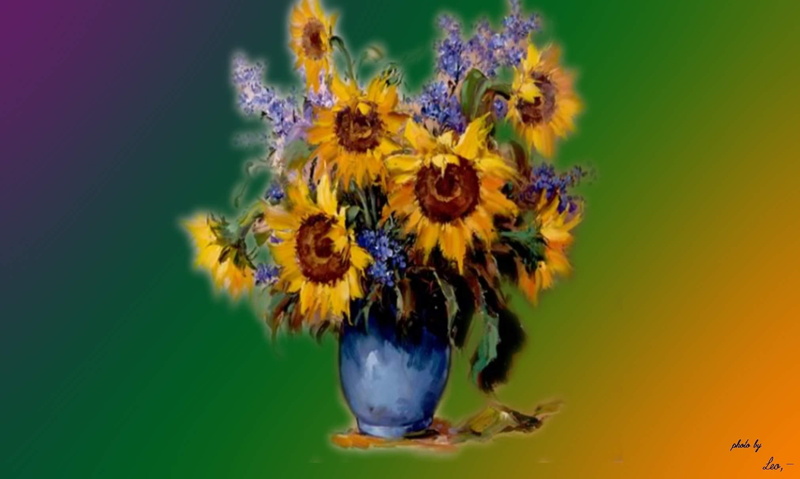 background, van, sunflower, gogh, yellow, nature and landscapes, reproduction, illustration, flowers, 1080P, vase, sunflowers