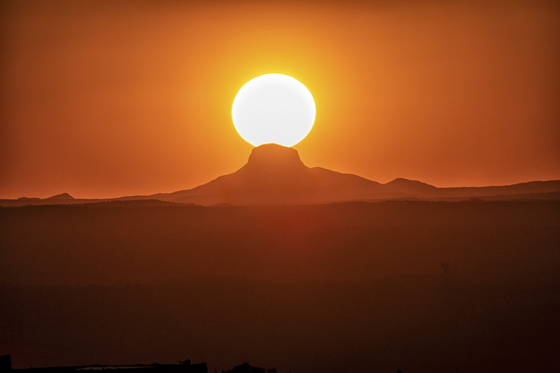 sunrise - Dawn, outdoors, sky, orange sky, volcanic plug, desert, night, mountain silhouette, red, sunset, travel, discover, sunrise, yellow, hill, range