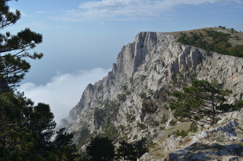 formation, 4K, sky, tranquility, cloud - sky, tranquil scene, landscape, no people, ai-petri, rock, outdoors, day, cliff, beauty in nature, mountain peak