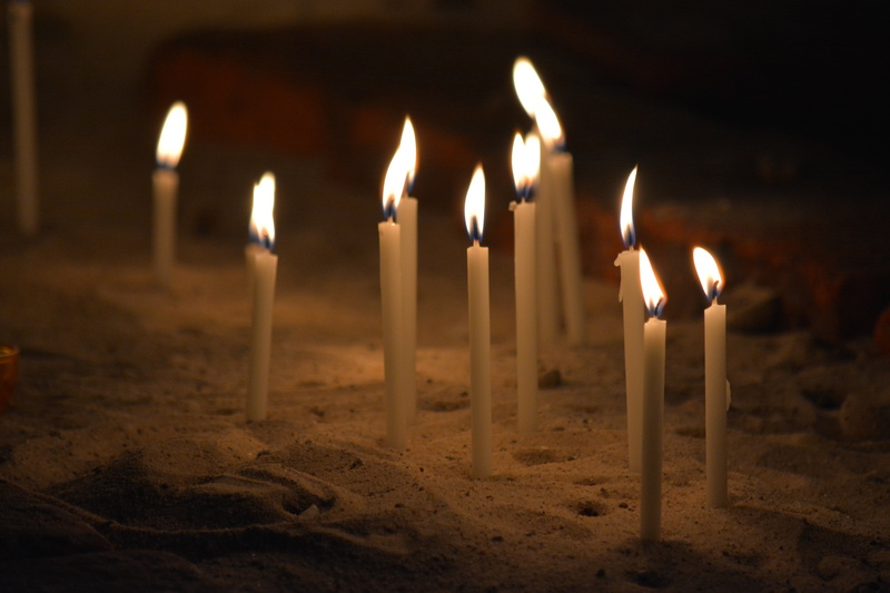 fire - natural phenomenon, fire, land, candles, sand, spirituality, heat - temperature, close-up, illuminated, no people, indoors, church, white, dark