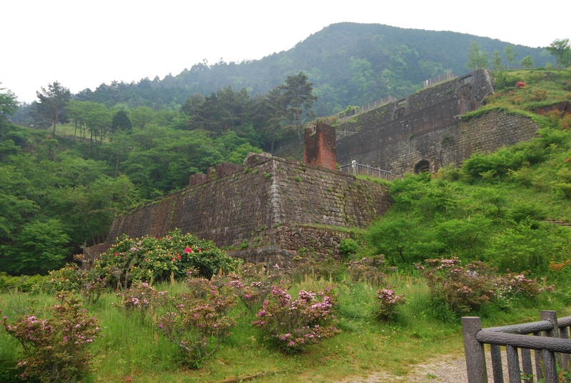 old, child copper mine, growth, land, wall, japan, stockpile vault mark, stone masonry, plant, stateliness, travel destinations, history, outdoors, historic sites