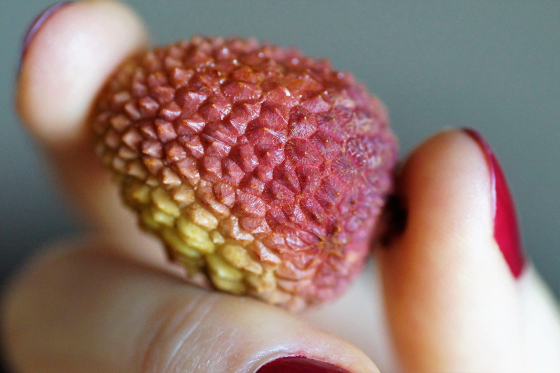 fruit, berry, one person, selective focus, women, indoors, focus on foreground, body part, nail, hand, lychee, adult, food, red, holding, healthy eating